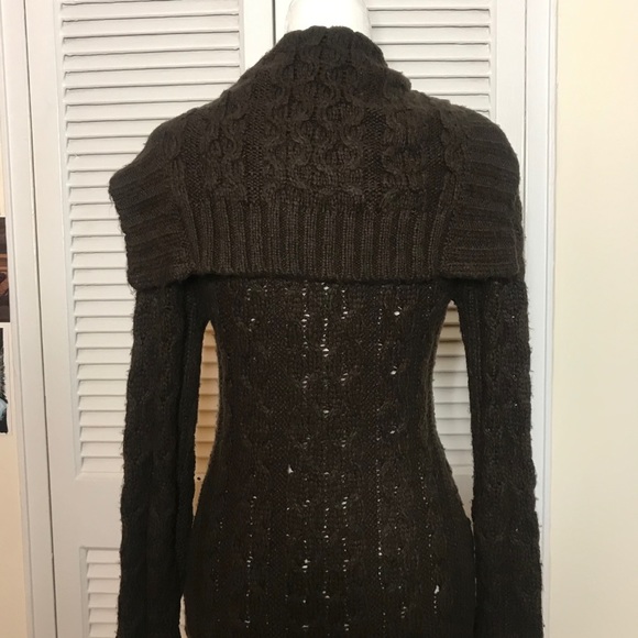 Vintage Brown Cable-Knit Duster Sweater - Small - Picture 3 of 4